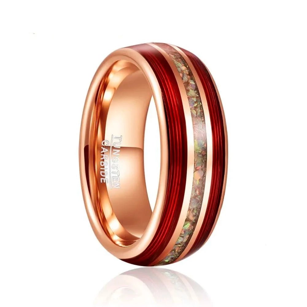 Hammered Tungsten 14k Rose Gold Tungsten Band shops - Red Ruby Mens Wedding Bands, Red Ruby Band Rose Gold Wedding Band Comfort Fit