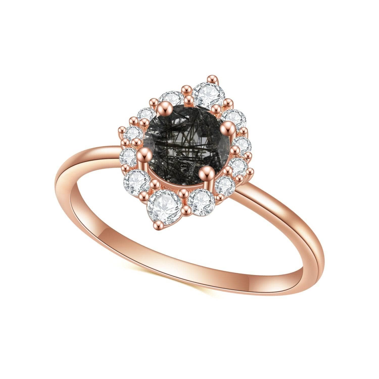 14K Rose Gold Black Rutilated Quartz Engagement Ring from Black Diamonds  New York