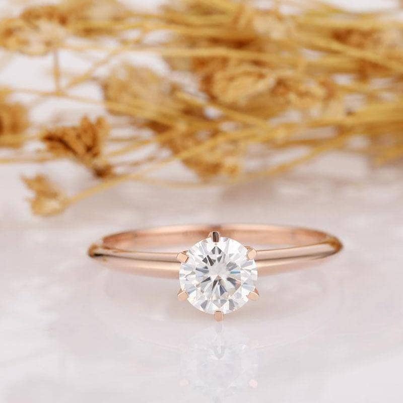 Certified 1CT Moissanite Diamond Engagement Ring 18k shops White Gold SZ 6