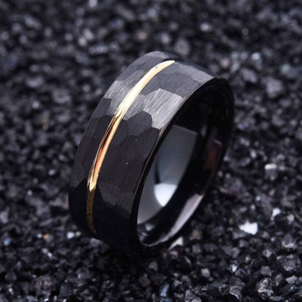 Black Tungsten Wedding Ring - Rose Gold Wedding Ring - 18k Rose Gold - Black Wedding Band - Anniversary Tungsten Ring - Black Brush Ring popular