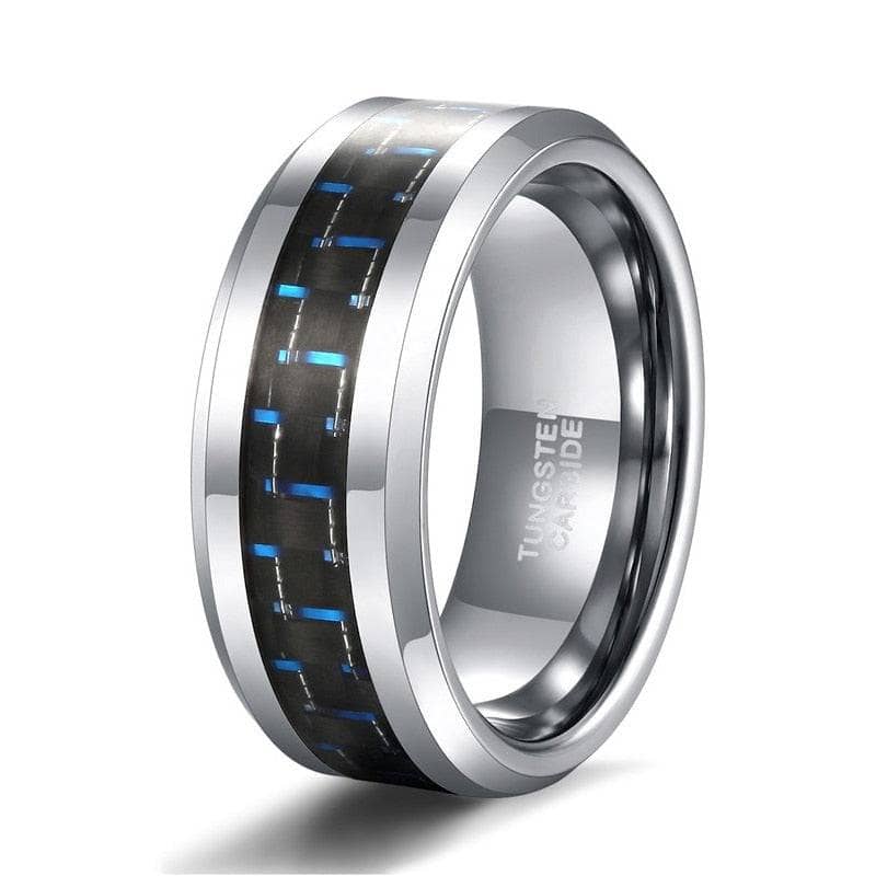 Tungsten Ring, Men's Tungsten cheapest Wedding Band, Men's Blue Wedding Band, Blue Tungsten Ring, Anniversary Ring, 8mm Black Stone Eternity Ring