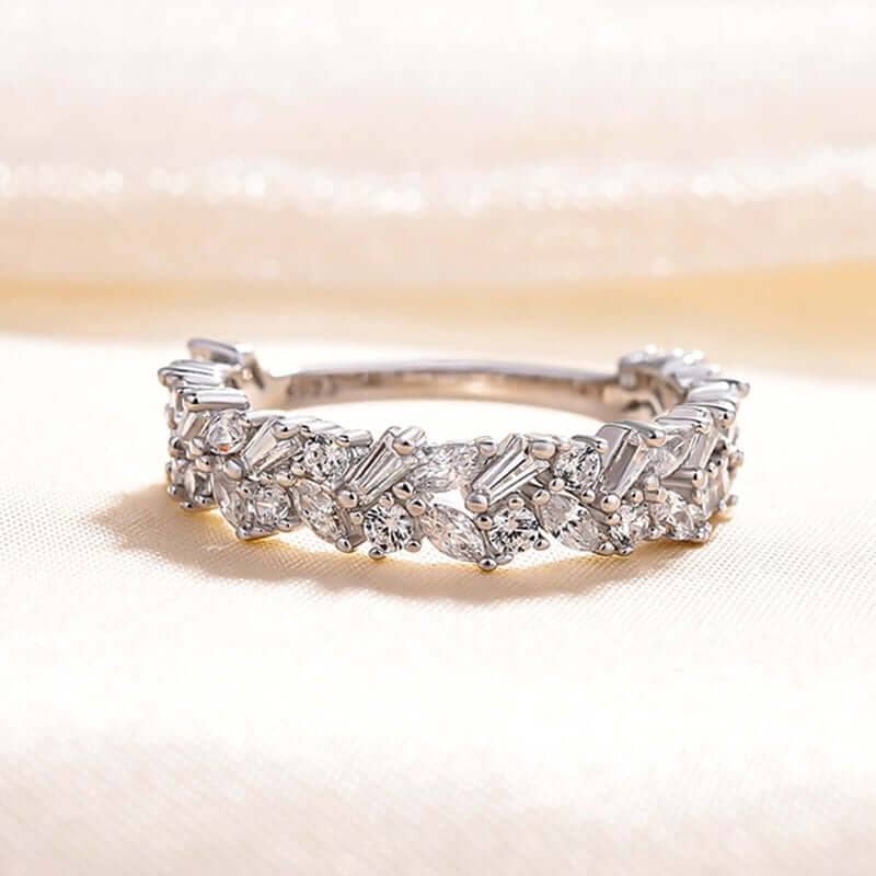 14k gold + Moissanite, diamond simulant, sz6 ring band, wedding band 2024