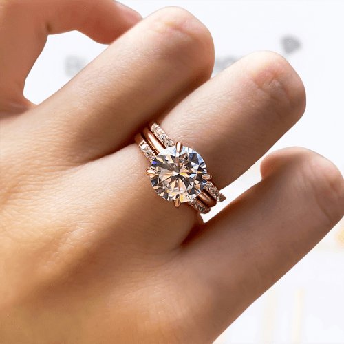 Round Fancy rose gold rings for woman