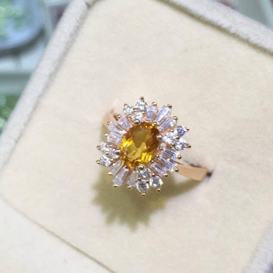 Citrine deals flower ring