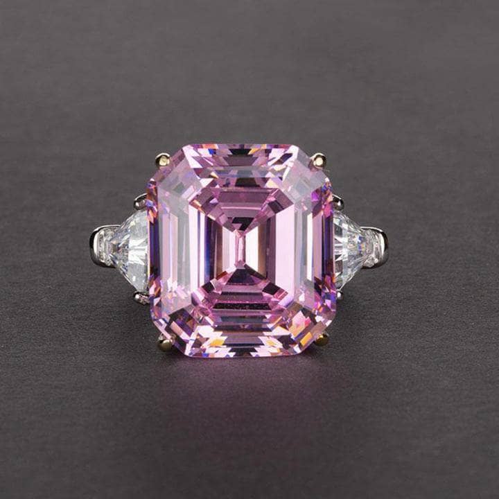 1.57 ctw Trillion Pink Sapphire and Diamond Ring in 14k rose gold