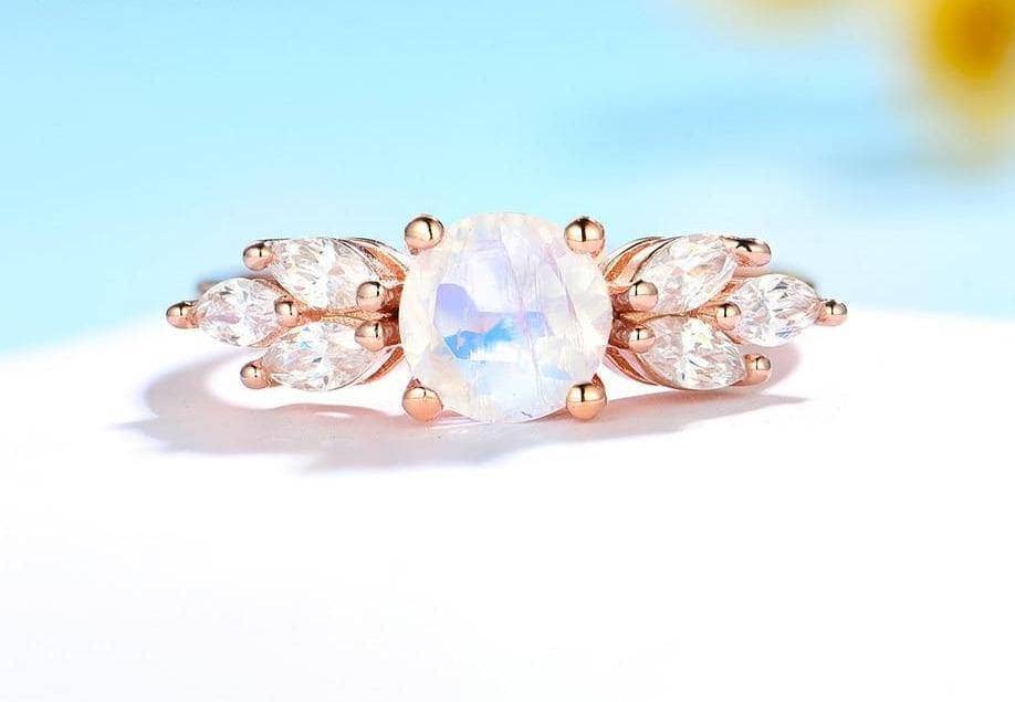 Multi Gemstone Ring Alexandrite and Pearl Rainbow Wedding Band Silver
