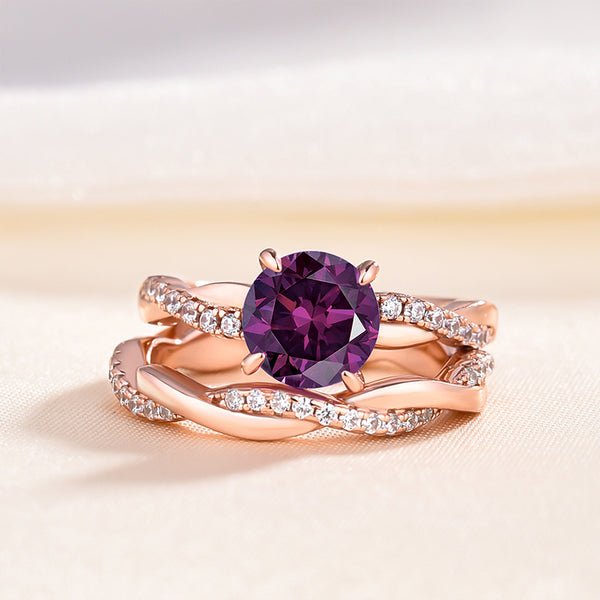 18k rose shops gold plated 925 Silver simulated diamonds and amethyst