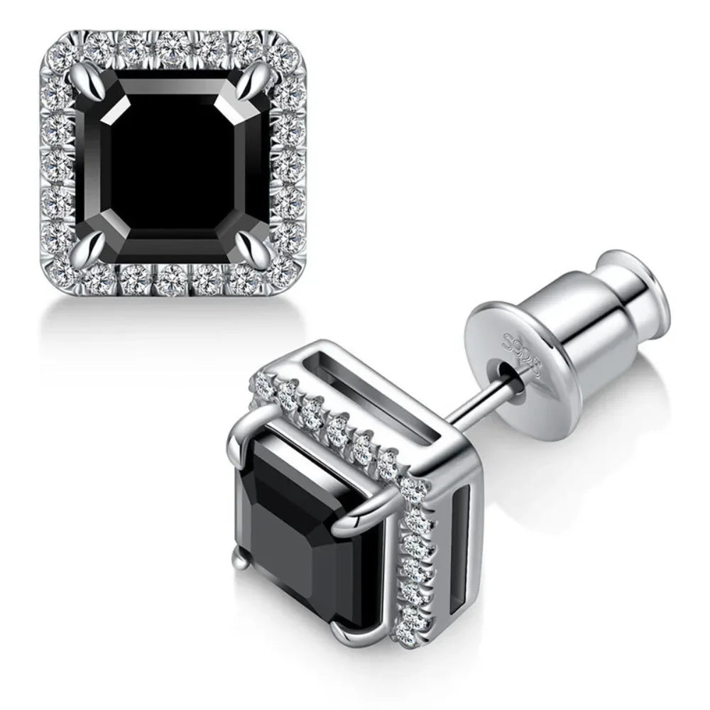 1.0 Ct Asscher Cut Diamond Stud Earrings-Black Diamonds New York