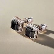 1.0 Ct Asscher Cut Diamond Stud Earrings-Black Diamonds New York