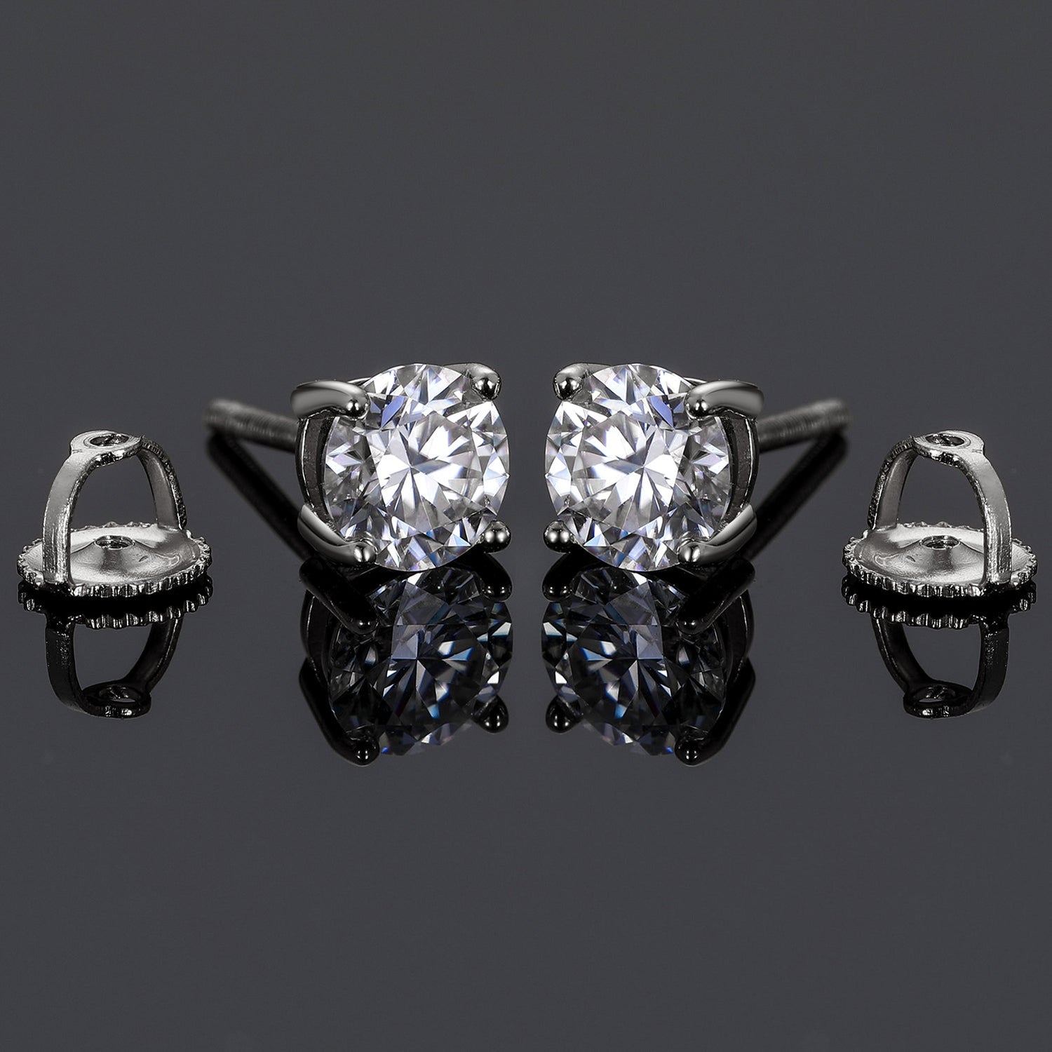 1.0 Ct D Color Diamond Stud Earrings-Black Diamonds New York