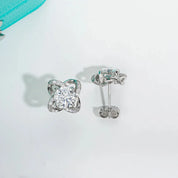 1.0 Ct Diamond Windmill Flower Stud Earrings-Black Diamonds New York