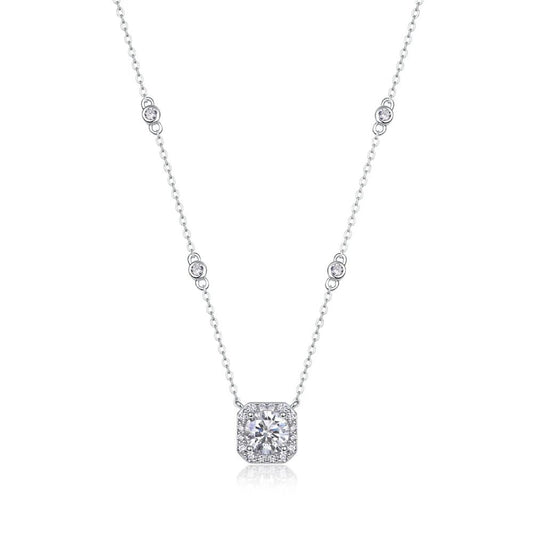 1.0 Ct Round Cut Diamond Halo Necklace-Black Diamonds New York