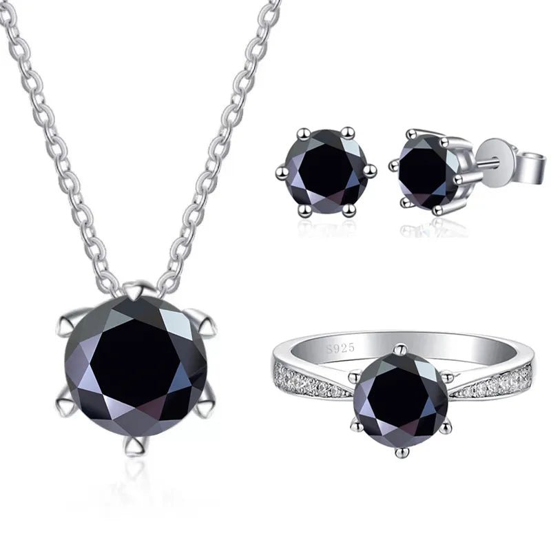 1.0 Ct Round Cut Diamond Jewelry Set-Black Diamonds New York