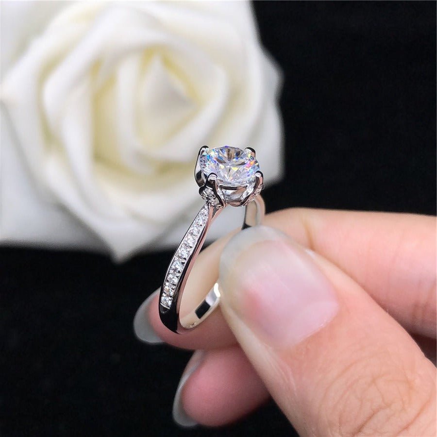1.0 Ct Round D Color Diamond Engagement Ring Black Diamonds New York
