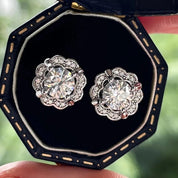 1.0 Ctw Diamond Flower Stud Earrings-Black Diamonds New York