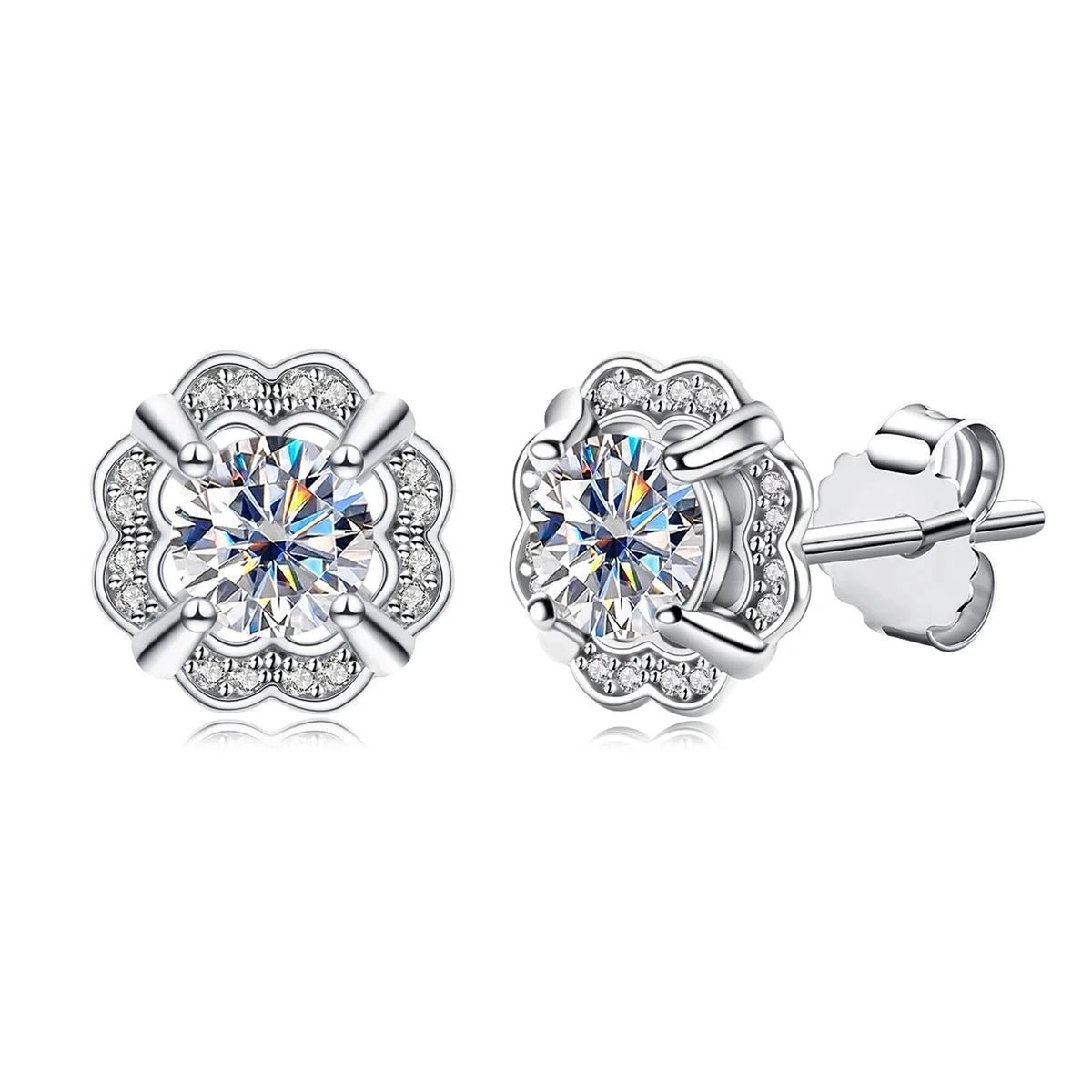 1.0 Ctw Diamond Flower Stud Earrings-Black Diamonds New York