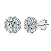 1.0 Ctw Diamond Flower Stud Earrings-Black Diamonds New York