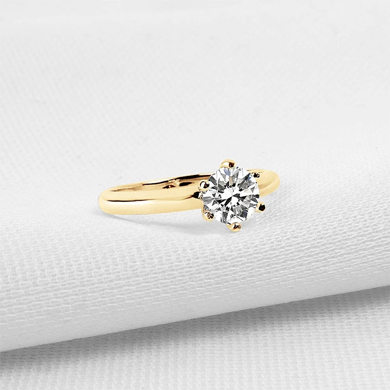 10K Gold 0.8 Ct Round Diamond Solitaire Engagement Ring-Black Diamonds New York