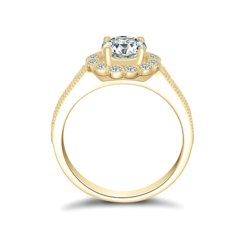 10K Solid Gold 1.0 Ct Diamond Flower Engagement Ring-Black Diamonds New York