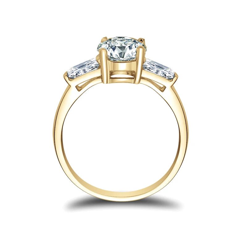 10K Solid Gold 1.2 Ct Round Diamond Three Stone Engagement Ring-Black Diamonds New York