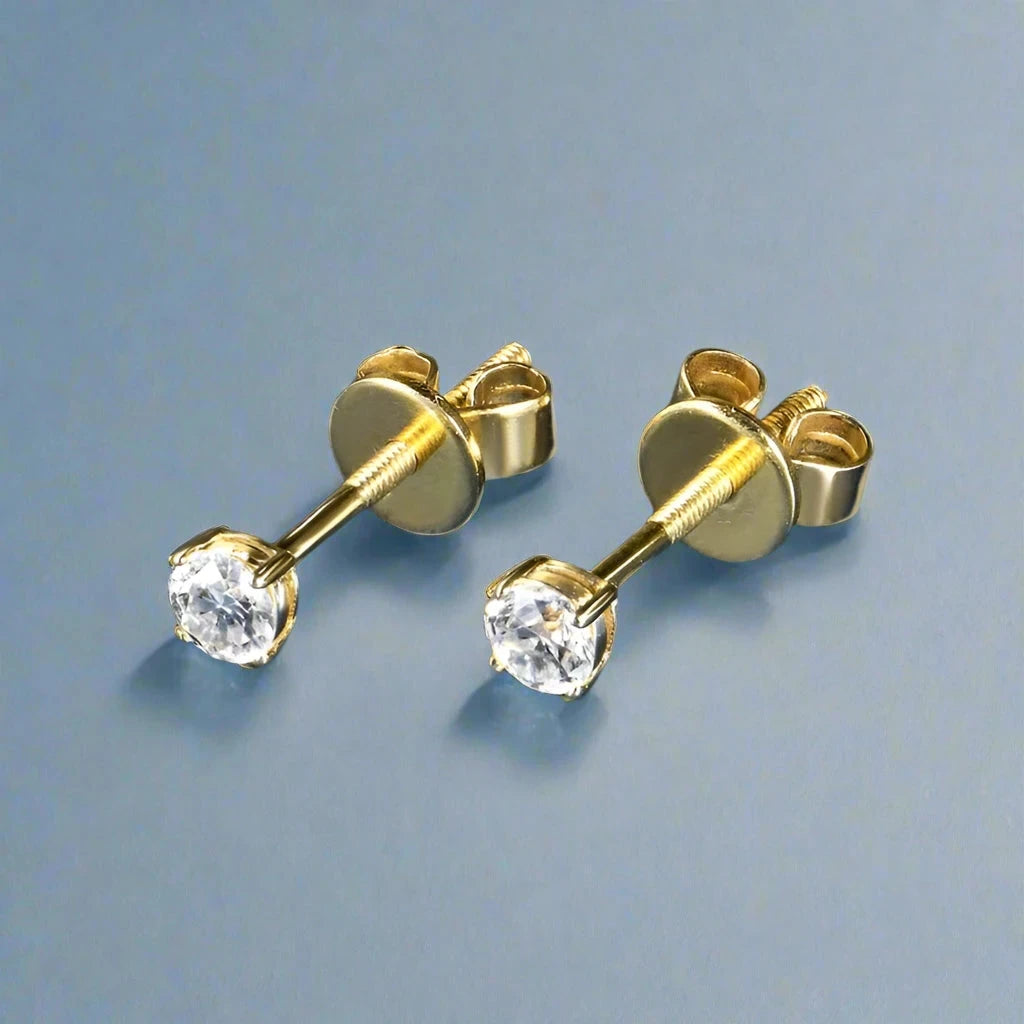 10k Solid Gold 3mm Diamond Stud Earrings-Black Diamonds New York