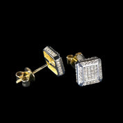 10k Solid Gold Micro Inlaid Diamond Stud Earrings-Black Diamonds New York