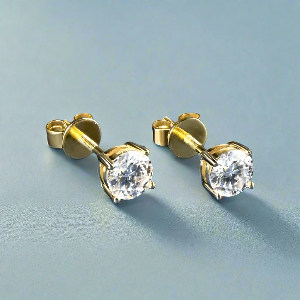 10k Yellow Gold 0.5 Ct Round Diamond Stud Earrings-Black Diamonds New York