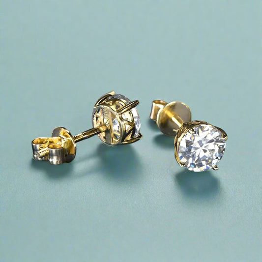 10k Yellow Gold 0.8 Ct Round Cut Diamond Stud Earrings-Black Diamonds New York