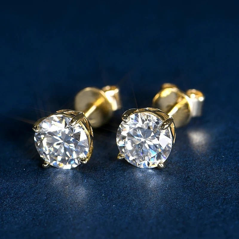 10k Yellow Gold 0.8 Ct Round Cut Diamond Stud Earrings-Black Diamonds New York