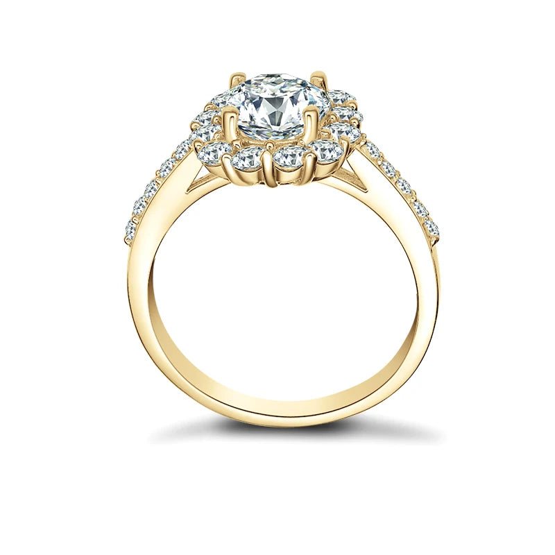 10K Yellow Gold 1.2 Ct Diamond Halo Engagement Ring-Black Diamonds New York