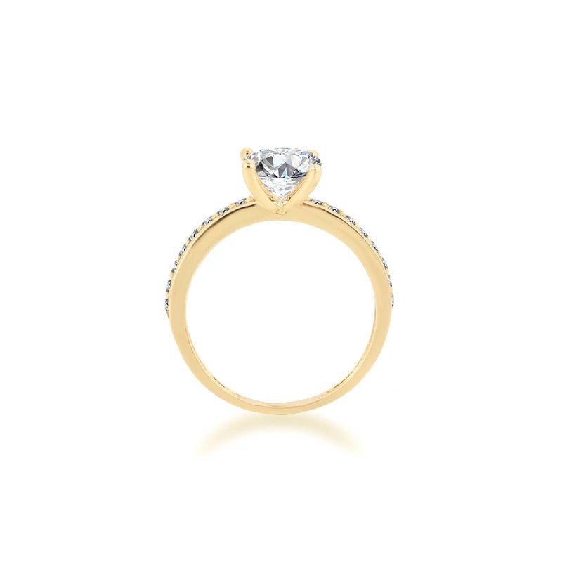 10K Yellow Gold 1.2 Ct Round Cut Diamond Engagement Ring-Black Diamonds New York