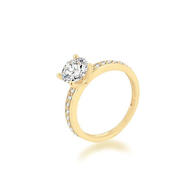 10K Yellow Gold 1.2 Ct Round Cut Diamond Engagement Ring-Black Diamonds New York