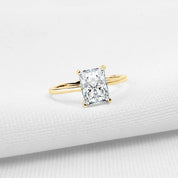 10K Yellow Gold Radiant Cut Diamond Solitaire Engagement Ring-Black Diamonds New York