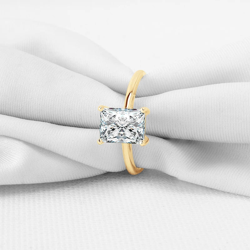 10K Yellow Gold Radiant Cut Diamond Solitaire Engagement Ring-Black Diamonds New York