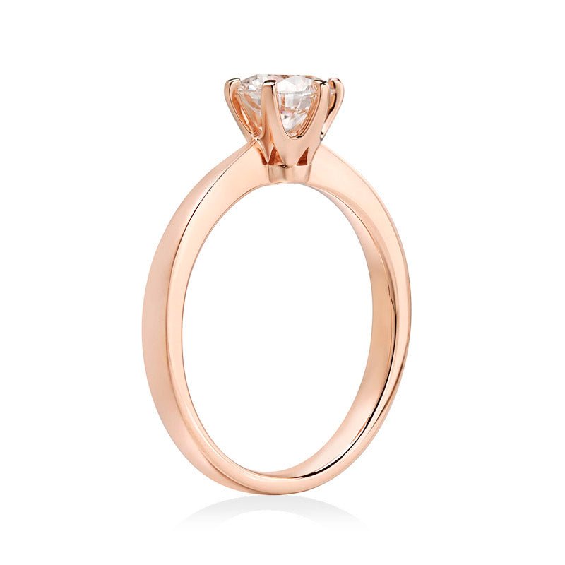 14k Rose Gold 0.8 Ct Lab Grown Diamond Solitaire Engagement Ring-Black Diamonds New York