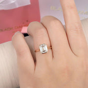 14k Solid Gold 3.0 Ct Emerald Cut Diamond Engagement Ring-Black Diamonds New York