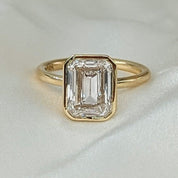 14k Solid Gold 3.0 Ct Emerald Cut Diamond Engagement Ring-Black Diamonds New York