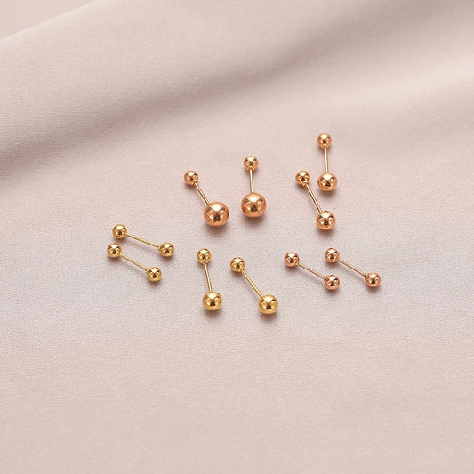 18k Rose Gold Screw Stud Earrings-Black Diamonds New York