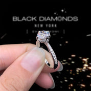 18k White Gold 1.0 Ct Round Diamond Engagement Ring-Black Diamonds New York