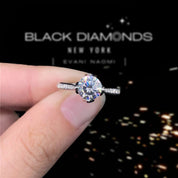 18k White Gold 1.0 Ct Round Diamond Engagement Ring-Black Diamonds New York