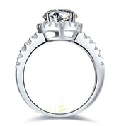 18K White Gold 2.0 Ct Diamond Halo Engagement Ring-Black Diamonds New York