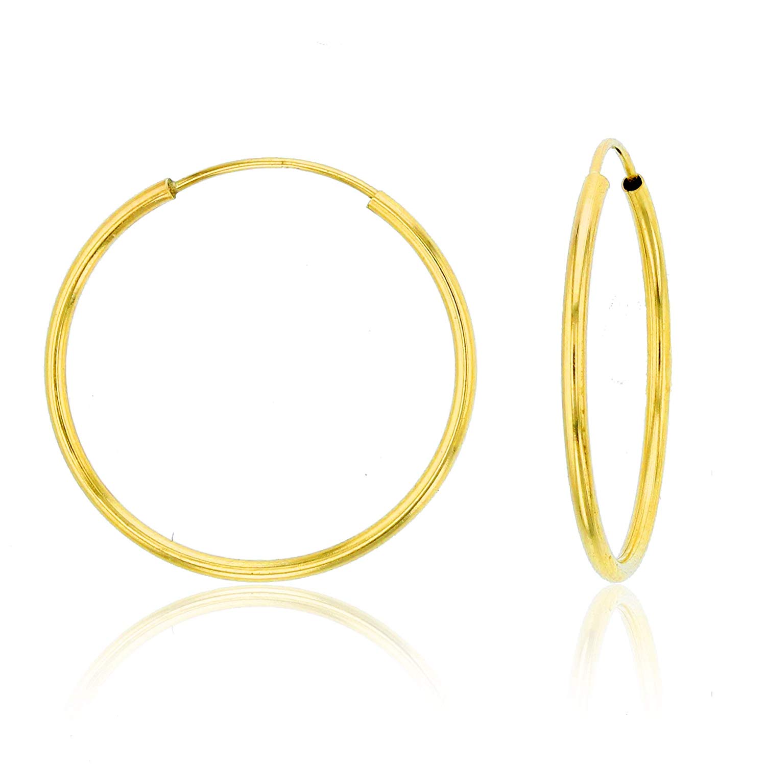 18k Yellow Gold Classic Hoop Earrings-Black Diamonds New York