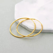 18k Yellow Gold Classic Hoop Earrings-Black Diamonds New York