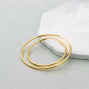 18k Yellow Gold Classic Hoop Earrings-Black Diamonds New York