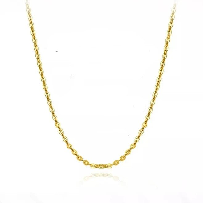 18k Yellow Gold Classic O Chain Necklace-Black Diamonds New York