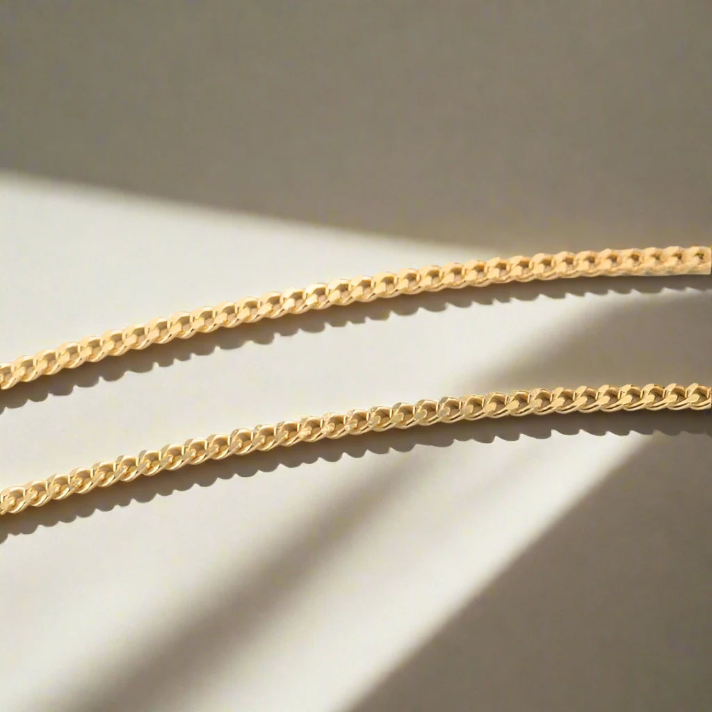 18k Yellow Gold Cuban Chain Necklace-Black Diamonds New York