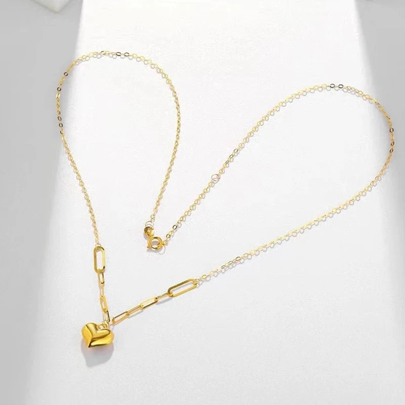 18k Yellow Gold Heart Clavicle Necklace-Black Diamonds New York