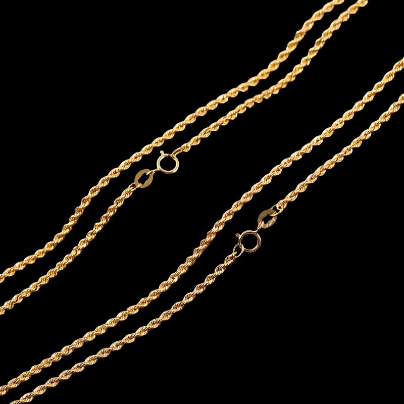 18k Yellow Gold Twisted Chain Necklace-Black Diamonds New York