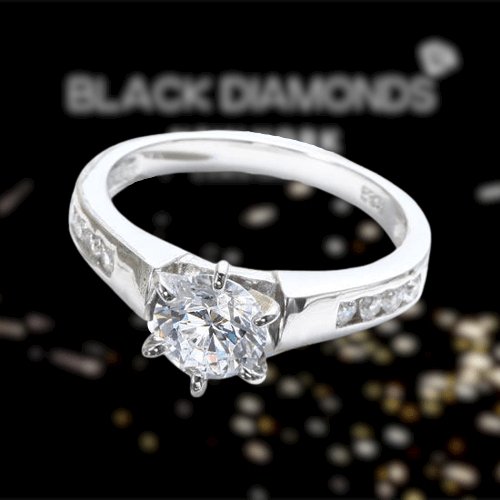 1.25 Carat Round Cut Created Diamond Wedding Engagement Ring-Black Diamonds New York