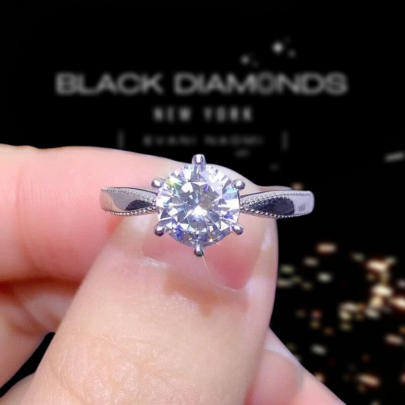 1.0 Ct Single Row Diamond Ring-Black Diamonds New York